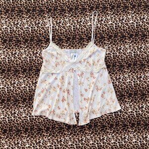 00s floral lace babydoll tank top